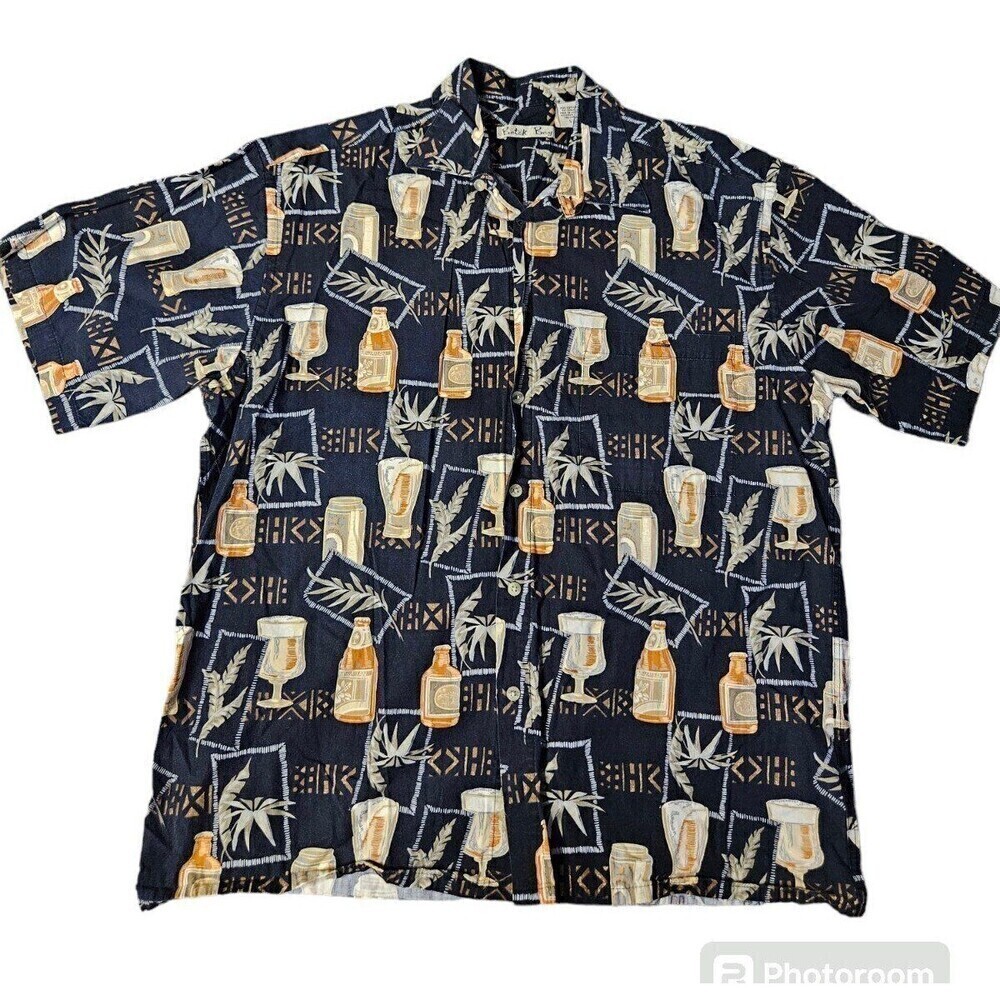 Batik Bay Hawaiian Shirt Beer Button Up Size L